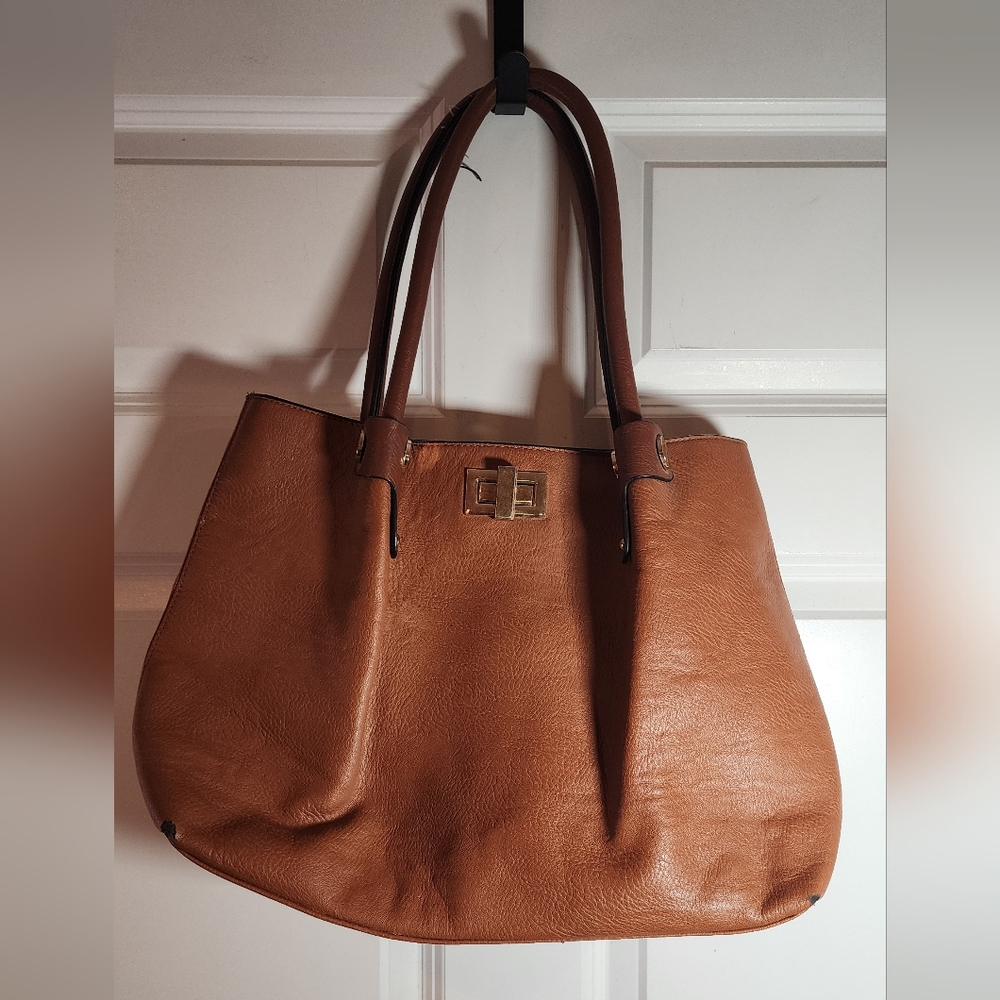 Kathy Ireland Chesnut Brown Faux Leather Shoulder Bag Minor Flaws